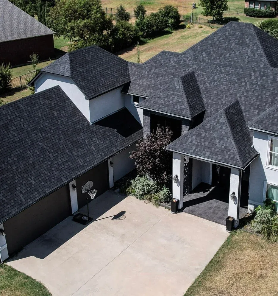 Newly completed roof on a Colleyville-area home